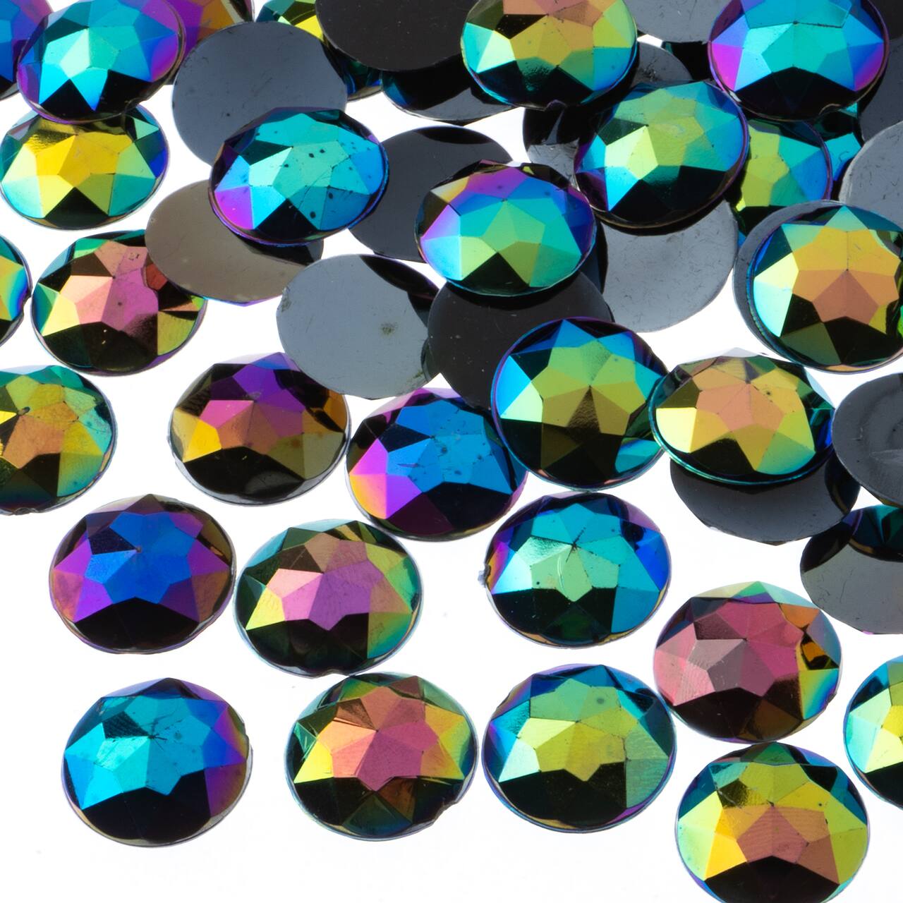 John Bead 16mm AB Acrylic Round Flat Back Rhinestones, 200ct.